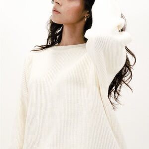 Classic Cream Waffle Knit Pullover Sweater | Oversized